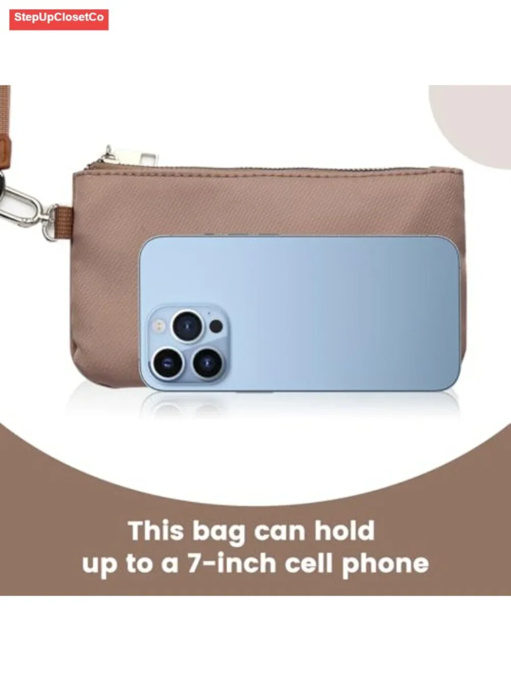 EKOLE Mini Zip Around Wristlet Wallet Dual Pouch Keychain Coin Purse Nylon